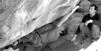 Brenna, boulder, Hueco Tanks, Texas