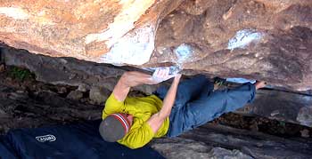 Brenna, boulder, Hueco Tanks, Texas