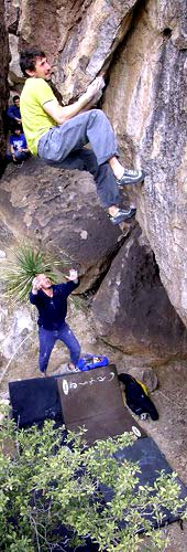 Brenna, boulder, Hueco Tanks, Texas