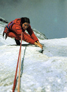 Josune Bereziartu during the first free ascent of Divina Comedia