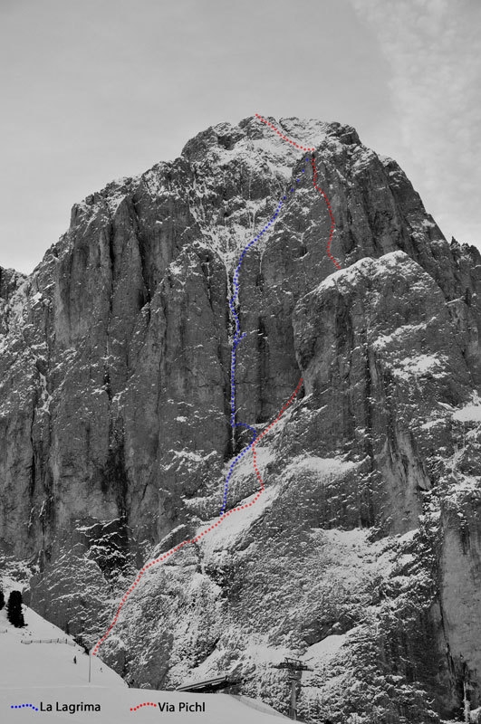 La Legrima, parete Nord del Sassolungo, Dolomiti