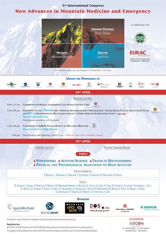 International congress: New Advances in Mountain Medicine and Emergency ? second edition
