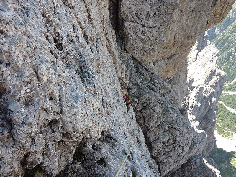 Via Cappellari - Timillero North Face, Sass d'Ortiga (Pale di San Martino, Dolomites)