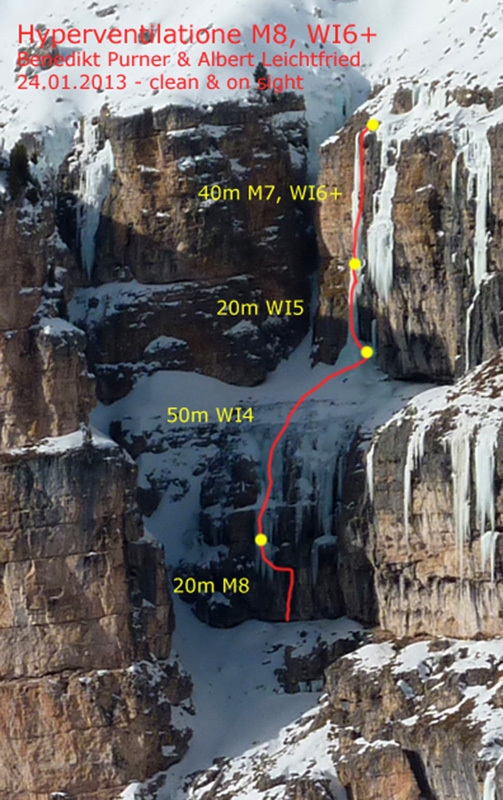 Ice climbing in Vallunga, Dolomites