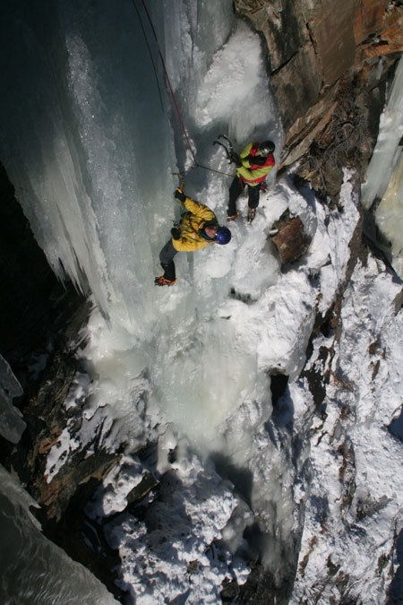 Ice climbing beyond Cogne