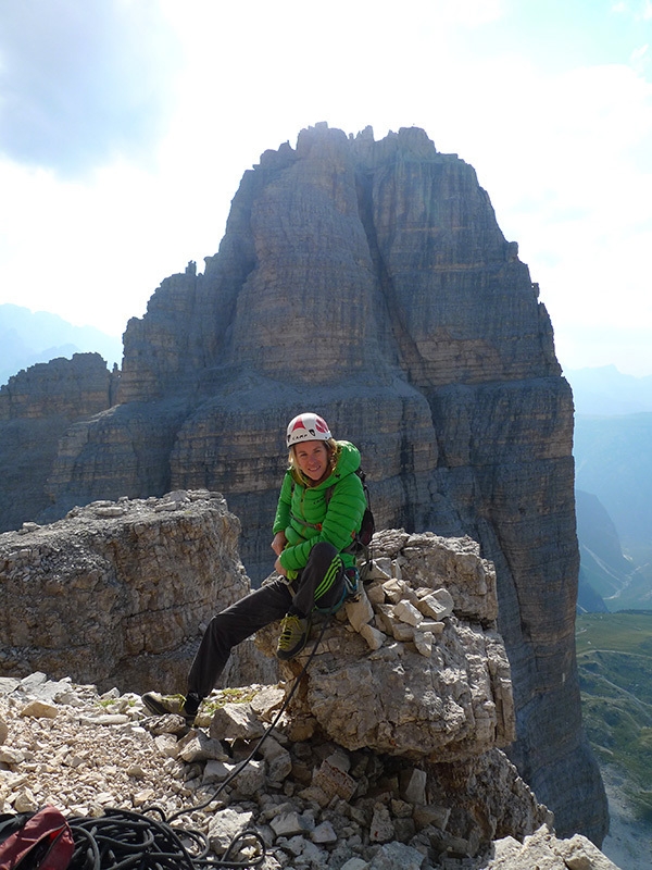 Maja Vidmar climbing in the Dolomites