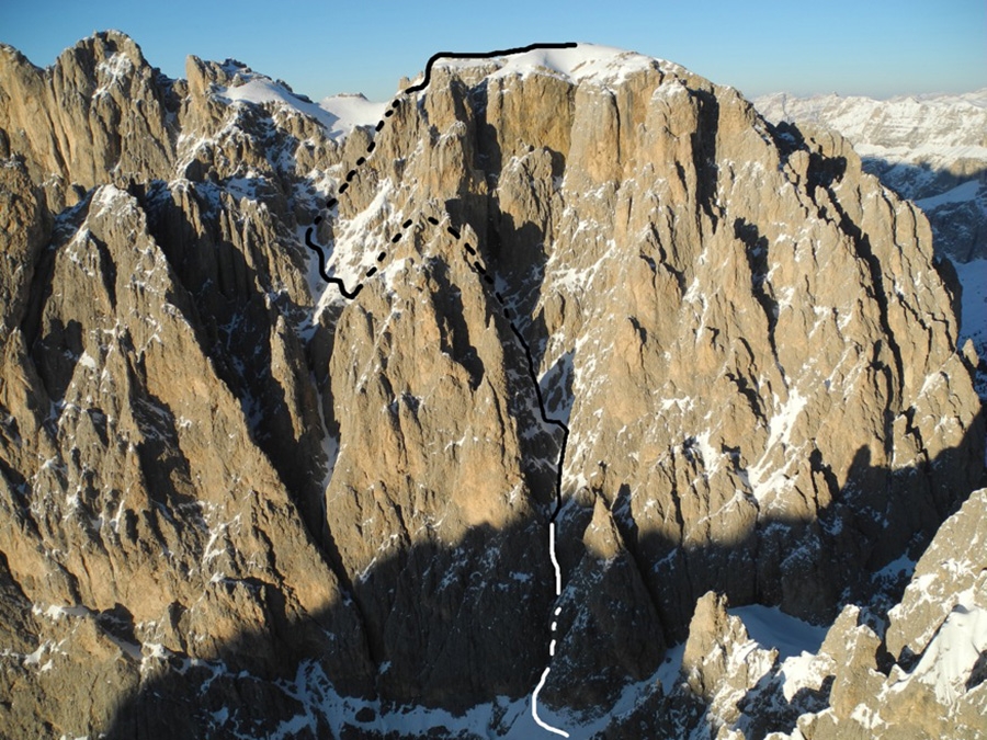 Extreme skiing, Hermann Comploj, Langkofeleck, Dolomites