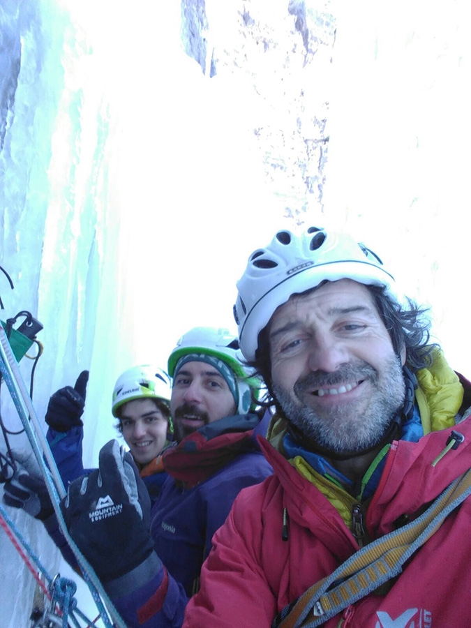 The Lady of the Valley, Val Scura, Valsugana, ice climb, Ermann Baldessari, Paolo Baldessari, Cristian Defant