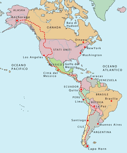 The long journey across the Americas - from Alaska di Terra del Fuego