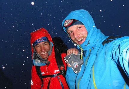 Cerro Torre - David Lama e Peter Ortner sulla Via del Compressore, Cerro Torre, durante il loro tentativo nel febbraio 2011