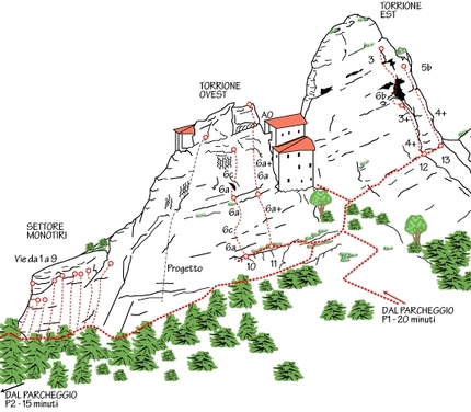 Castello della Pietra, Liguria, Italia - In arrampicata a Castello della Pietra