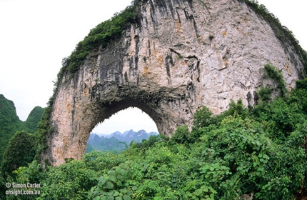 Yangshuo, China - Monique Forestier, Pegasus (5.11b), Moon Hill, near Yangshuo, China.