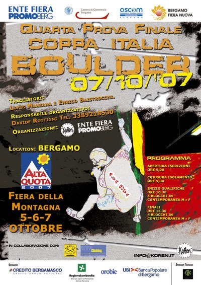 Finale Coppa Italia Boulder a Bergamo per Alta quota