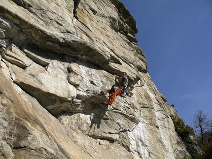 Monte Bracco, Monviso, Piedmont, Italy - Donato Lella climbing at Monte Bracco, Monviso, Piedmot
