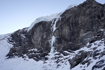Ortler Pleishornwasserfall icefall climbed by Daniel Ladurner, Johannes Lemayer