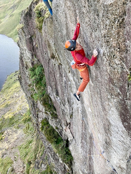 Climbing whipper: Steve McClure falling off Lexicon at Pavey Ark, UK