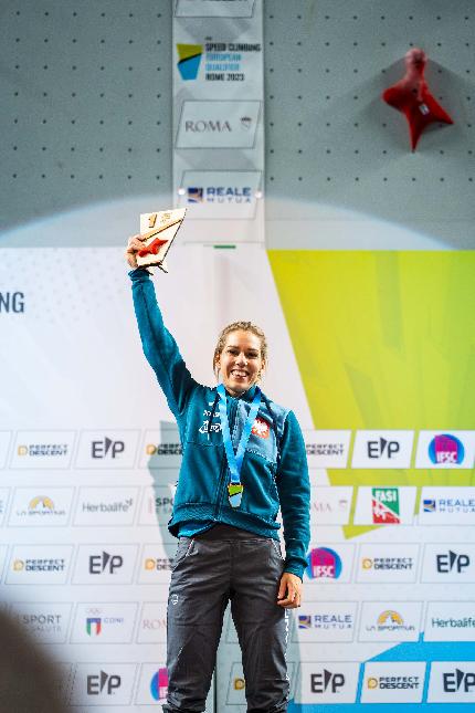 Roma Qualifica Olimpica Europea di Arrampicata Speed - La polacca Aleksandra Miroslaw si qualifica per l'arrampicata Speed dei Giochi Olimpici Estivi Parigi 2024.