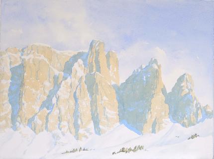 Riccarda de Eccher - Le Torri del Sella (Dolomiti) in acquerello di  Riccarda de Eccher