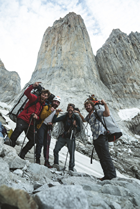 Riders on the Storm on Torres del Paine in Patagonia climbed free by Favresse, Smith, Vanhee, Villanueva