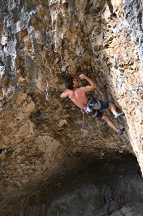 Luca Bacer - Luca Bacer climbing 'Sanjski par extension' (9a) at Mišja Peč in Slovenia.