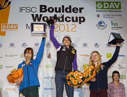 Bouldering World Cup 2012 - The winners of the Bouldering World Cup 2012: Akiyo Noguchi, Anna Stöhr and Shauna Coxsey