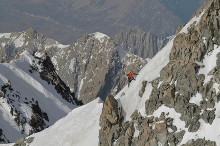 Kilian Jornet Burgada - 18/09/2012: Kilian Jornet Burgada climbs the Innominata Ridge to the summit of Mont Blanc in 6:17