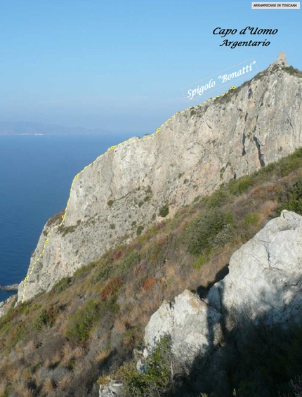 Spigolo Bonatti, new rock climb at Capo d'Uomo