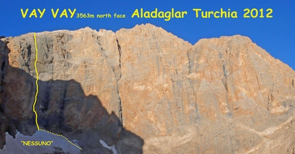 Aladaglar, Turchia 2012 - Tracciato via Nessuno, parete Nord, Cima Vay Vay