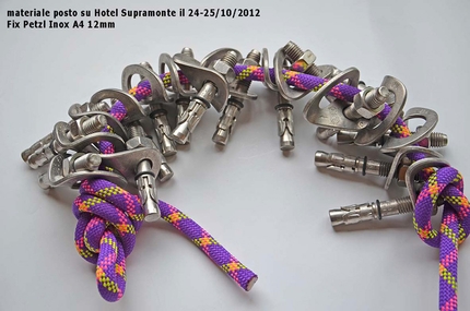 Hotel Supramonte - Il materiale posto su Hotel Supramonte il 24-25/10/2012. Fix Petzl inox A4 12mm