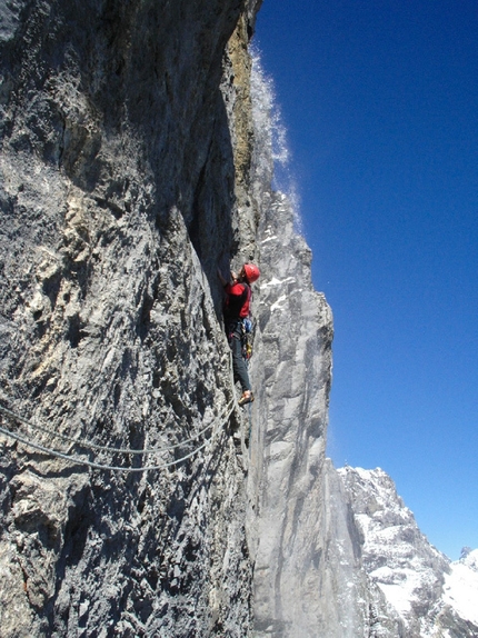 Wenden - Portami Via: pitch 4, the 10m, totally unprotected 6c traverse