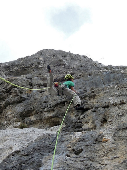 Michi Wohlleben climbing Hystrix (200 m, 8a+ max, 7a obl.), Sicily - Michi Wohlleben climbing Hystrix (200 m, 8a+ max, 7a obl.), Sicily