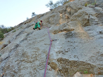 Monte Oddeu - Dorgali, Sardinia - Cecilia Marchi making the first free ascent of La Nostra Svizzera