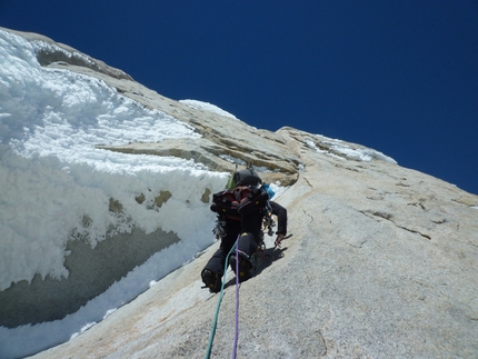 Patagonia - Corrado Pesce climbing Punta Herron.