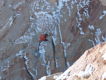 Patagonia - Corrado Pesce climbing Supercanaleta, Fitz Roy.
