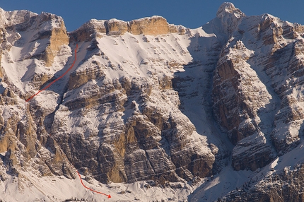 Piz Lavarella West Face, first ski descent in the Dolomites by Francesco Tremolada and Andrea Oberbacher