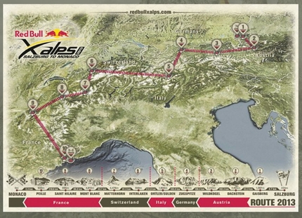 Red Bull X-Alps - La mappa del percorso del Red Bull X-Alps