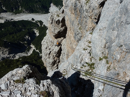 Spiz di Mezzo, Zoldo Dolomites - Via Gianni Ribaldone: on the upper section