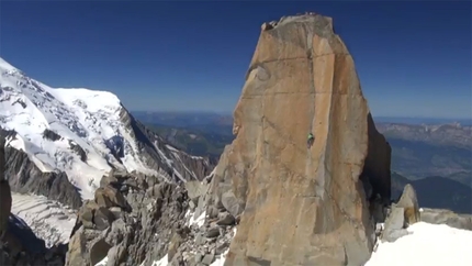 Romain Desgranges climbing Digital Crack, Mont Blanc