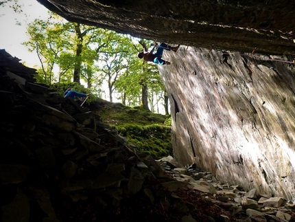 Greg Boswell - Greg Boswell climbing Powerdab M13, (The Works - Lake District), UK