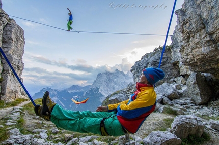 Monte Piana Highline Meeting 2013, Dolomiti - Tommy si rilassa