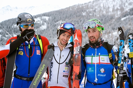 Coppa del Mondo di scialpinismo 2014 - 2014 Scarpa ISMF World Cup - Verbier Individual. Da sx: William Bon Mardion, Kilian Jornet Burgada, Robert Antonioli