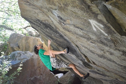 Bouldering at Ussel in Valle d'Aosta, Italy