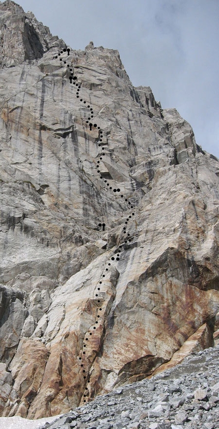 Le demon du Midì - P.ta Grassi, Mont Blanc - The line of ascent