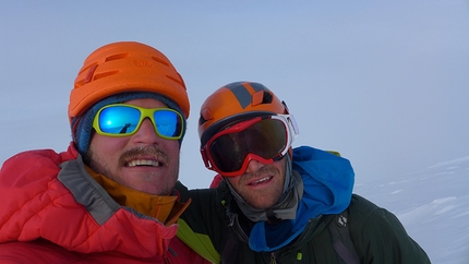 Piolets d'Or 2014 - Graham Zimmerman (NZ) and Mark Allen (USA) on the summit of Mount Laurens, 3052m (Alaska).