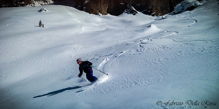 Conturines West Face, Dolomites - Fabrizio Della Rossa skiing down the West Face of Conturines, Dolomites