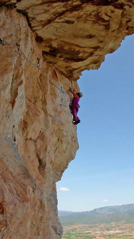 Orosei, Sardinia - Cecilia Marchi climbing the second pitch of Libertango, Conca Niedda.