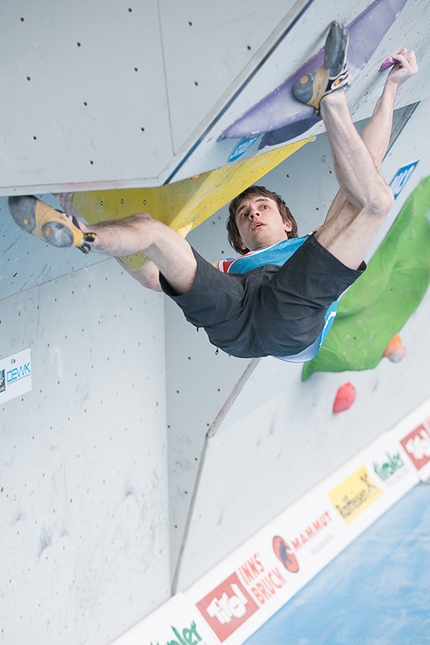 Bouldering World Cup 2014 - Dmitrii Sharafutdinov competing in the 4th stage of the Boulder World Cup 2014.