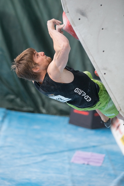Bouldering World Cup 2014 - Jan Hojer competing in the 4th stage of the Boulder World Cup 2014.