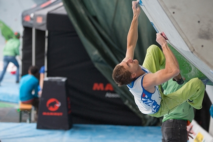 Bouldering World Cup 2014 - Stefan Scarperi competing in the 4th stage of the Boulder World Cup 2014.