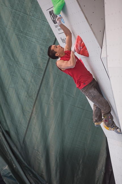 Bouldering World Cup 2014 - Sean McColl competing in the 4th stage of the Boulder World Cup 2014.